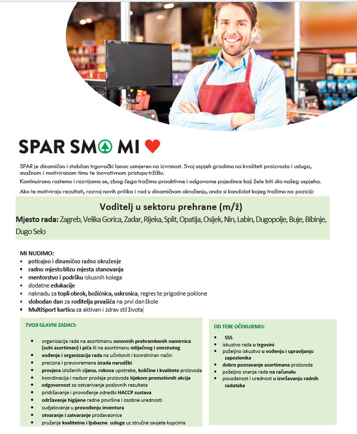 spar voditelj prehrana