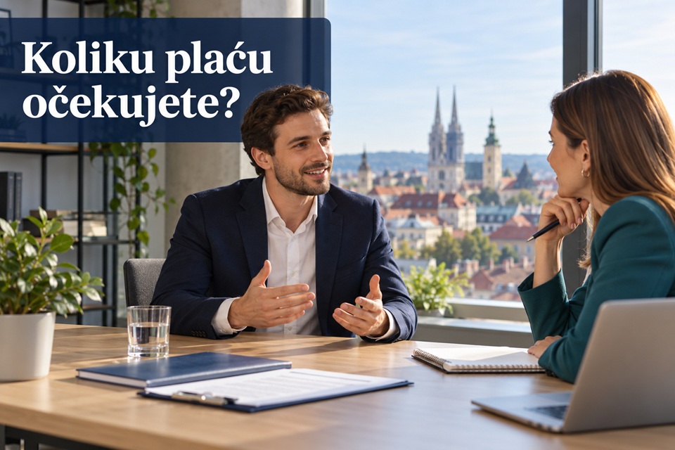 Kandidat i regruterica na razgovoru za posao razgovaraju o očekivanoj plaći.